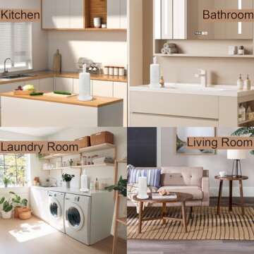 WLDDFF White Paper Towel Holder, Countertop Paper Towel Holder, Kitchen Tissue Holder with 2 Spoons, Stainless Steel Weighted Paper Towel Holder, Table Top Paper Towel Dispensers for Large Rolls