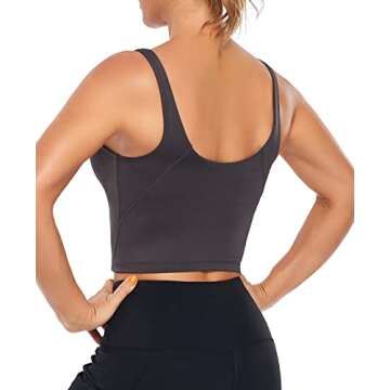 Oalka Sports Bra Womens Longline Padded Crop Tank Yoga Bras Workout Fitness Top Heart Charcoal M