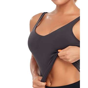 Oalka Sports Bra Womens Longline Padded Crop Tank Yoga Bras Workout Fitness Top Heart Charcoal M