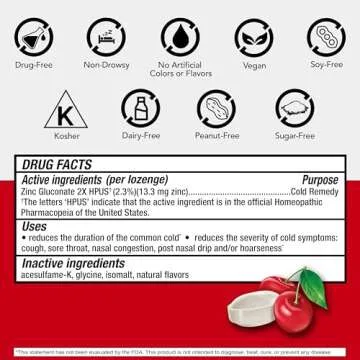 Cold-EEZE Sugar-Free, Natural Wild Cherry Zinc Lozenges, Homeopathic Cold Remedy, Shortens The Common Cold, Sore Throat, Cough, Congestion & Post Nasal Drip, 25 Ct