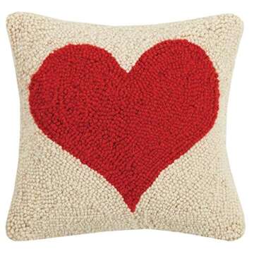 Peking Handicraft Red Heart Hook Pillow for Cozy Decor