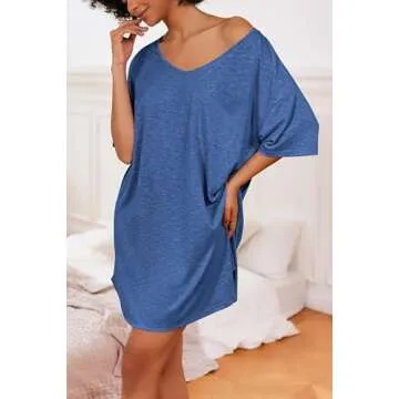 Ekouaer Womens Cotton V Neck Nightgown Sleepwear