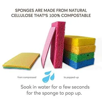 EPLANITA Pop-Up Sponges (10 Pack) Natural Cellulose, Scratch-Free Cleaning for Kitchen & Bathroom, Washing Up, Eco Scrub, DIY Crafts