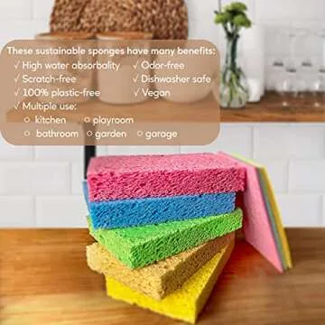 EPLANITA Pop-Up Sponges (10 Pack) Natural Cellulose, Scratch-Free Cleaning for Kitchen & Bathroom, Washing Up, Eco Scrub, DIY Crafts