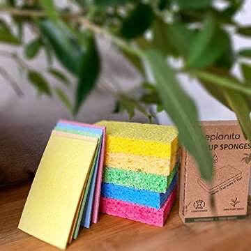 EPLANITA Pop-Up Sponges (10 Pack) Natural Cellulose, Scratch-Free Cleaning for Kitchen & Bathroom, Washing Up, Eco Scrub, DIY Crafts