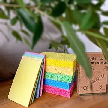 EPLANITA Pop-Up Sponges (10 Pack) Natural Cellulose, Scratch-Free Cleaning for Kitchen & Bathroom, Washing Up, Eco Scrub, DIY Crafts