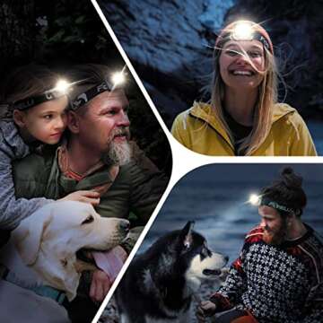 Foxelli LED Headlamp Flashlight for Adults & Kids, Running, Camping, Hiking Head Lamp with White & Red Light, Comfortable Headband, Lightweight & Waterproof, 3 AAA Batteries