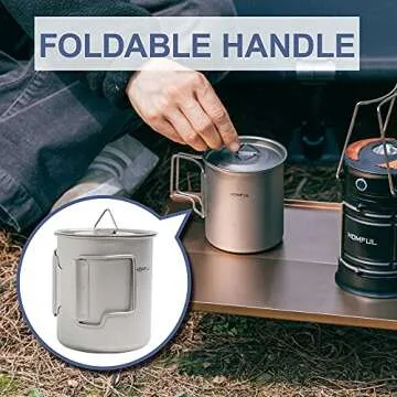 HOMFUL Camping Cookware Titanium Cooking Set,1100ML 420ML Camping Pots Cup Mug,Titanium Spork with Mesh Bag for Backpacking Hiking Picnic