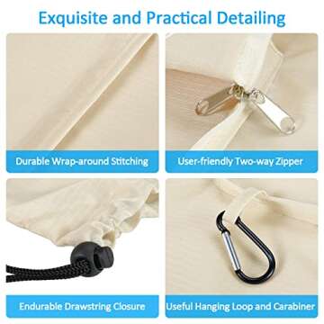 GOGOODA Travel Laundry Bags with Drawstring Closure XL Large Foldable Dirty Clothes bags with Handle Heavy Duty and Washable for College Dorm Travelling Camping, 2 Pack, Black & Beige