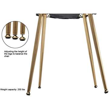 Guyou Velvet Dining Chairs Set of 6, Upholstered Accent Chairs Side Chairs Plush Round Back Modern Guest Chair with Gold Legs for Living Room Bedroom Reception Room (Royal Blue)