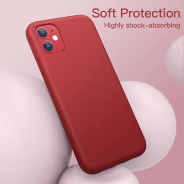 JETech Silicone Case for iPhone 11 (2019) 6.1-Inch, Silky-Soft Touch Full-Body Protective Case, Shockproof Cover with Microfiber Lining (Red)
