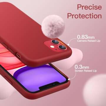 JETech Silicone Case for iPhone 11 (2019) 6.1-Inch, Silky-Soft Touch Full-Body Protective Case, Shockproof Cover with Microfiber Lining (Red)
