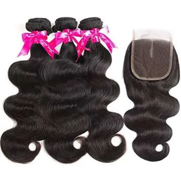 Beauty Princess Luxury Body Wave Human Hair Bundles with Closure 16/18/20+14 Inch