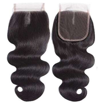 Beauty Princess Body Wave Human Hair 3 Bundles with Closure Double Weft 10A Brazilian Hair Bundles With Closure(16/18/20+14 Inch, 3 Bundles with closure)