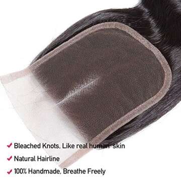 Beauty Princess Body Wave Human Hair 3 Bundles with Closure Double Weft 10A Brazilian Hair Bundles With Closure(16/18/20+14 Inch, 3 Bundles with closure)