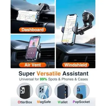 【2025 MAX Stable & Durable】Car Phone Holder VANMASS【Ultimate Military-Grade Suction】Cell Mount Truck Stand Cradle for Dashboard Windshield Vent for iPhone 16 Pro Max 15 14 13 12 Samsung S24 Android