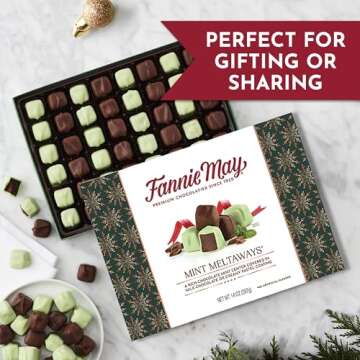 Fannie May, Premium Milk Chocolate, Mint Meltaways, Holiday Gift Box, 14 Oz