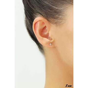Elegant 14k White Gold CZ Stud Earrings in Secure Screw-backs - 3mm Sparkling Beauty