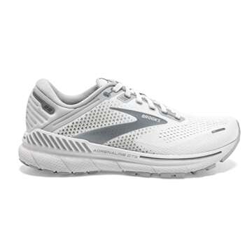 Brooks Women's Adrenaline GTS 22 Supportive Running Shoe - White/Oyster/Primer Grey - 9 Medium