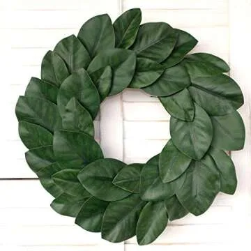 Idyllic Flora Wreath - 17" Artificial Magnolia Leaf Decor