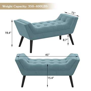 Andeworld Velvet Bed Bench,Upholstered Entryway Ottoman Bench Seat for Bedroom End of Bed,Footstools...