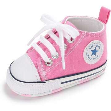 Meckior Baby Girls Boys Canvas Sneakers Soft Sole High-Top Ankle Infant First Walkers Crib Shoes