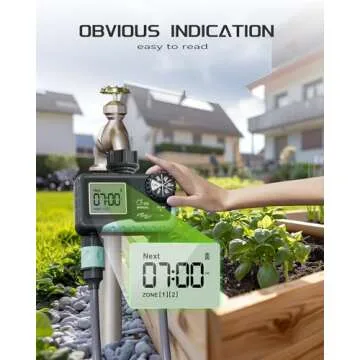 RAINPOINT Sprinkler Timer 2 Outlet, Water Timer for Garden Hose, Programmable Drip Irrigation Timer for Yard Outdoor Watering, Rain Delay/Manual/Automatic System Controller 2.5" LCD, V2