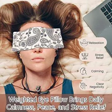 Lavender Eye Mask for Sleeping - Weighted Eye Pillow Heated for Headache, Sinus, Dry Eyes Relief, Moist Heat Eye Compress for Yoga, Meditation - Relaxation Gifts for Women