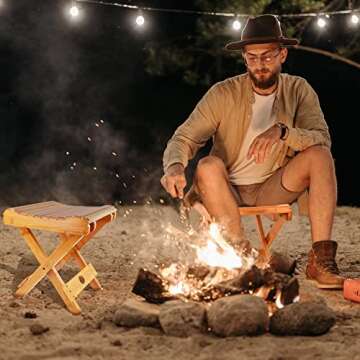 YUHUAWYH Bamboo Small Shower Seat Foldable Little Shower Stool for Shaving Legs 12.2" Height