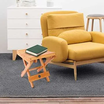 Compact Bamboo Shower Seat for Stylish Leg Shaving