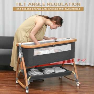 Mereryi Bedside Bassinet for Baby,Baby Bassinet Bedside Sleeper,Bassinet Bedside Sleeper with Wheels...