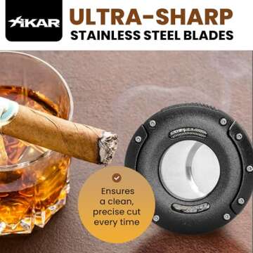 XIKAR XO Double Guillotine Cigar Cutter, Black – Dual Stainless Steel Blades, 64 Ring Gauge, Round Aluminum Body, Precision Cigar Cutting, Spring-Loaded Release, Premium Cutter for Cigar Aficionados