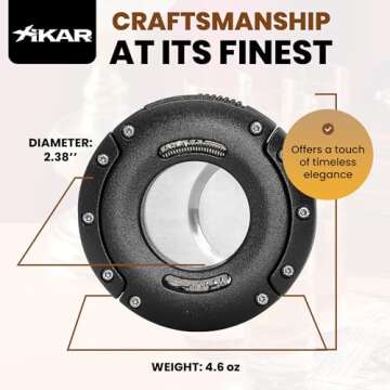 XIKAR XO Double Guillotine Cigar Cutter, Black – Dual Stainless Steel Blades, 64 Ring Gauge, Round Aluminum Body, Precision Cigar Cutting, Spring-Loaded Release, Premium Cutter for Cigar Aficionados