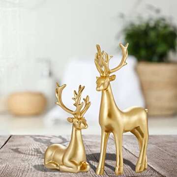 Christmas Decoration 2PCS Reindeer Resin Ornaments Mother Child Deer Couple Deer Sculpture Used for ...