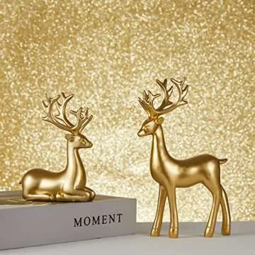 Elegant Christmas 2PCS Reindeer Resin Ornaments for Home