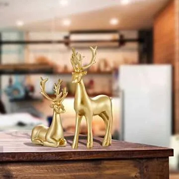 Elegant Christmas 2PCS Reindeer Resin Ornaments for Home