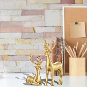 Elegant Christmas 2PCS Reindeer Resin Ornaments for Home