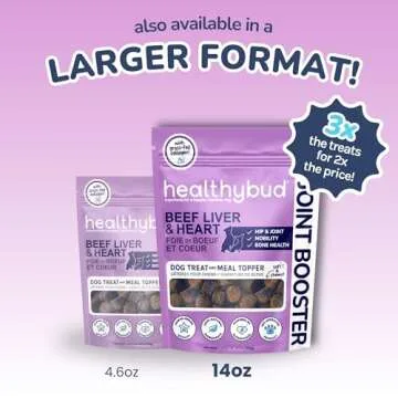 healthybud Hip and Joint Dog Treats - Glucosamine Soft Beef Liver Bites for Senior Dogs, Arthritis Support 4.6oz