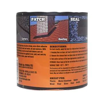 Gorilla Waterproof Patch & Seal Tape, Black - 4" x 10' for Leaks & Repairs