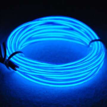 lychee EL Wire Neon Glowing Strobing Electroluminescent Light El Wire,Battery Pack for Parties, Halloween Decoration (Blue, 15ft)