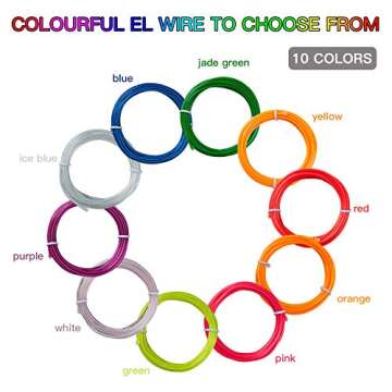 lychee EL Wire Neon Glowing Strobing Electroluminescent Light El Wire,Battery Pack for Parties, Halloween Decoration (Blue, 15ft)