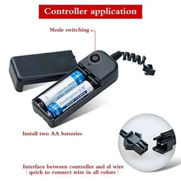 lychee EL Wire Neon Glowing Strobing Electroluminescent Light El Wire,Battery Pack for Parties, Halloween Decoration (Blue, 15ft)