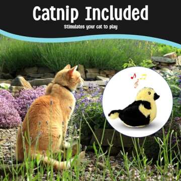 SPOT Song Birds Cat Toys - Touch Activated Singing Catnip Toy Mimics Real Bird Songs, Battery Operat...