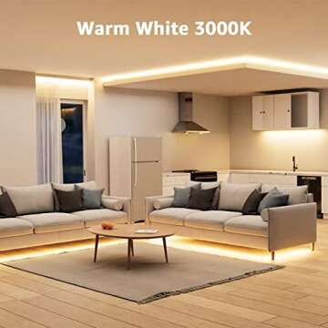 LE 12V LED Strip Light, Flexible, Waterproof, SMD 2835, 300 LEDs, 16.4ft Tape Light for Home, Kitchen, Christmas and More, Warm White