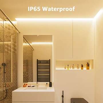 LE 12V LED Strip Light, Flexible, Waterproof, SMD 2835, 300 LEDs, 16.4ft Tape Light for Home, Kitchen, Christmas and More, Warm White