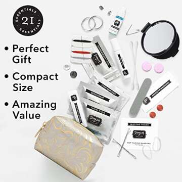 Pinch Provisions Minimergency Kit for Bridesmaids, Includes 21 Emergency Wedding Day Must-Have Essentials, Perfect Bridal Shower and Bridesmaids Proposal Gift (Silver & Gold Swirl)