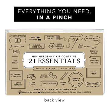 Pinch Provisions Minimergency Kit for Bridesmaids, Includes 21 Emergency Wedding Day Must-Have Essentials, Perfect Bridal Shower and Bridesmaids Proposal Gift (Silver & Gold Swirl)