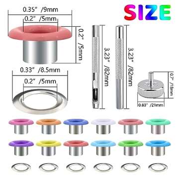 YHNTGB 600 Pcs Metal Eyelets Macaron Grommets Sets with 3 Pieces Installation Tool and Storage Box for Shoes Clothes Crafts Bag DIY Project 0.19 inch 12 Colors