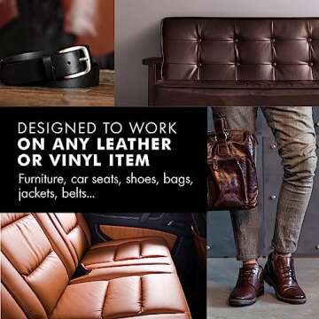 FORTIVO Leather Recoloring Balm, Color Restorer for Couches and Car Seats, Leather Scratch Remover and Dye, 10 oz