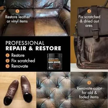 FORTIVO Leather Recoloring Balm, Color Restorer for Couches and Car Seats, Leather Scratch Remover and Dye, 10 oz